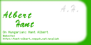 albert hant business card